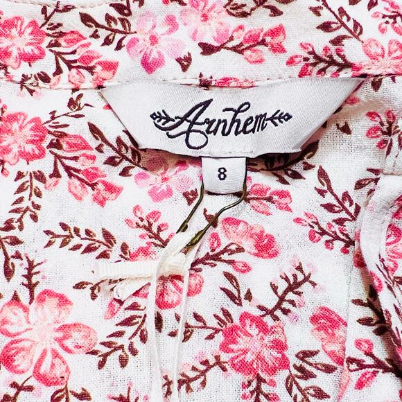 Arnhem Lily Blouse Candy Pink Multi Color Women Size 8 Flutter Bell Sleeves Top - Picture 8 of 16